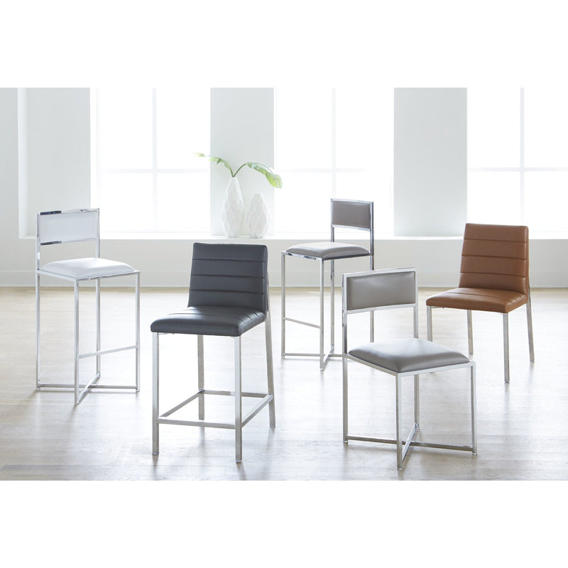 Amalfi Metal Back Counter Stool in Taupe Leather