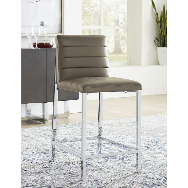 Amalfi Metal Back Counter Stool in Taupe Leather
