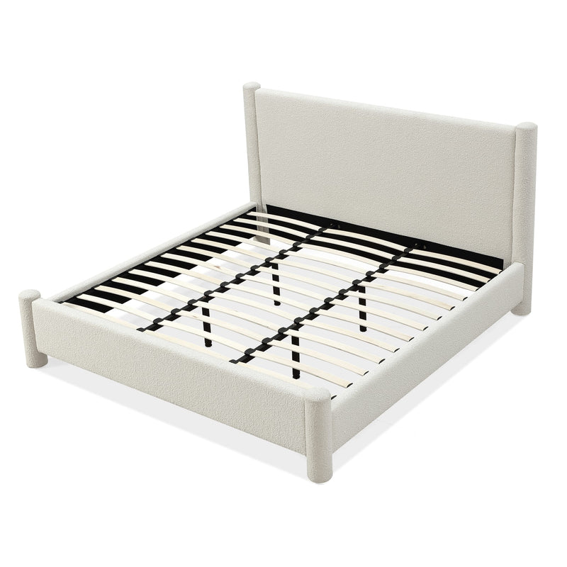 Burke Upholstered Platform Bed in Cottage Cheese Boucle