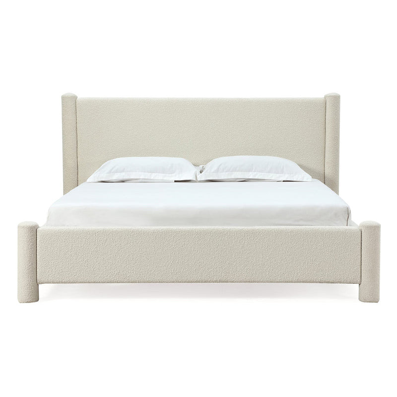 Burke Upholstered Platform Bed in Cottage Cheese Boucle