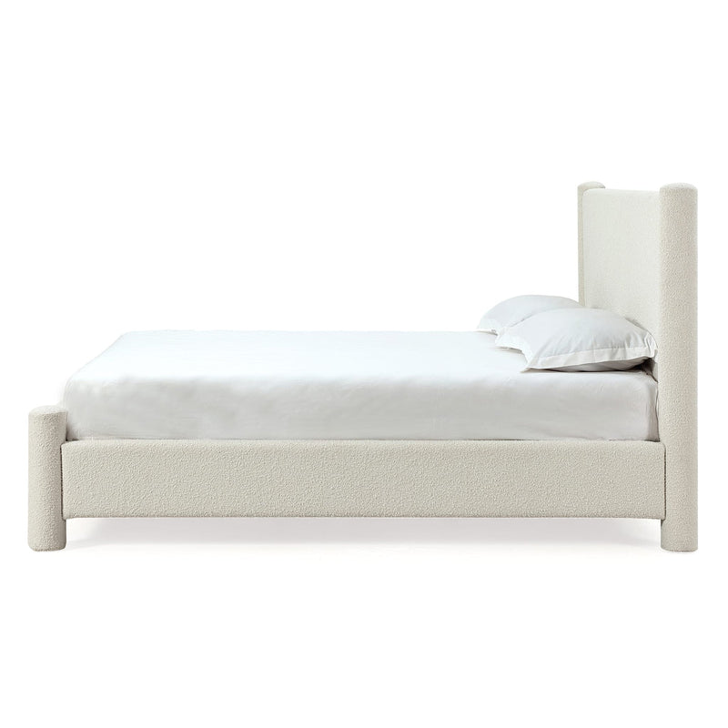 Burke Upholstered Platform Bed in Cottage Cheese Boucle
