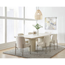 Cannon Stone Top Double Pedestal Extension Dining Table with Ivory Wood Base