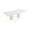 Cannon Stone Top Double Pedestal Extension Dining Table with Ivory Wood Base