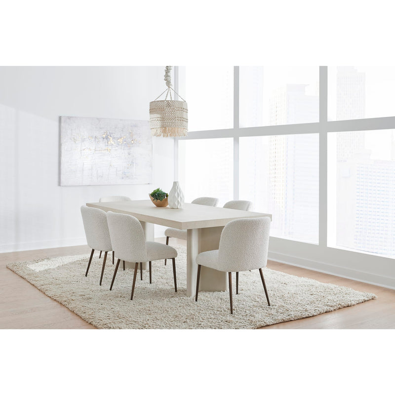 Caye Stone Top Double Pedestal Dining Table with Ivory Cement Base