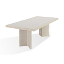 Caye Stone Top Double Pedestal Dining Table with Ivory Cement Base