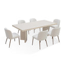 Caye Stone Top Double Pedestal Dining Table with Ivory Cement Base