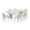 Caye Stone Top Double Pedestal Dining Table with Ivory Cement Base