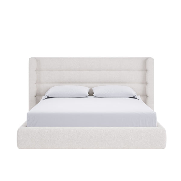Frank Upholstered Wingback Platform Bed in Cottage Cheese Boucle