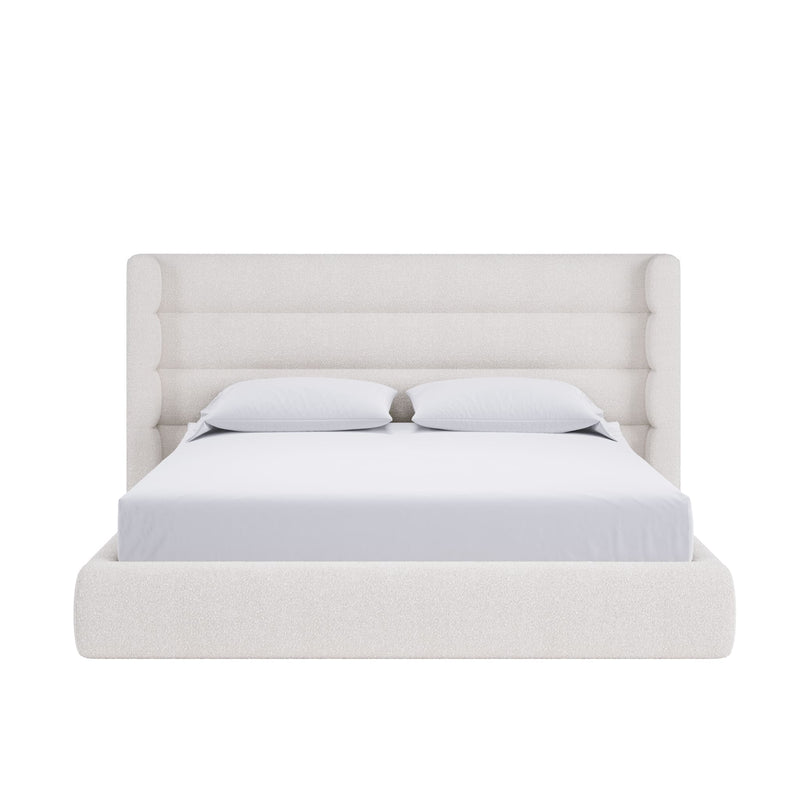 Frank Upholstered Wingback Platform Bed in Cottage Cheese Boucle