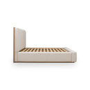 Gardenia Wood Frame Upholstered Platform Bed in Cotton and Chai
