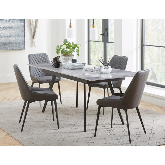 Lucia Extendable Stone Top Metal Leg Dining Table