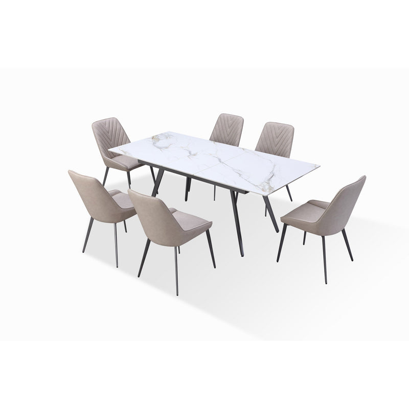Lucia Extendable Stone Top Metal Leg Dining Table