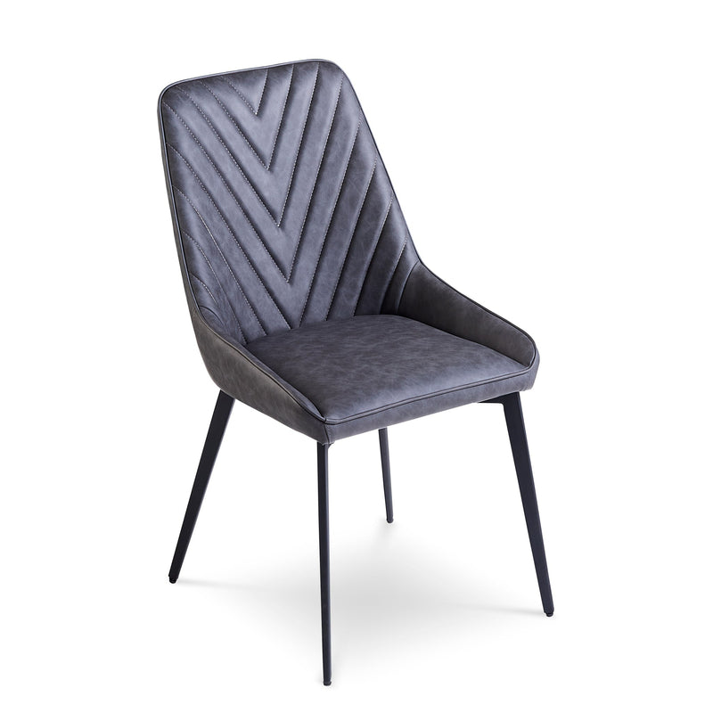 Lucia Upholstered Dining Chair Synthetic Leather and Black Metal