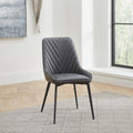 Lucia Upholstered Dining Chair Synthetic Leather and Black Metal SET OF 2