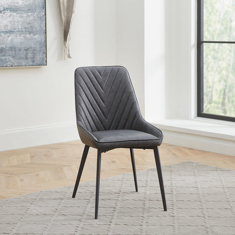 Lucia Upholstered Dining Chair Synthetic Leather and Black Metal