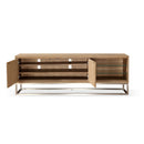 One Coastal Modern 74 inch TV Console in Brushed Stainless Steel and Bisque