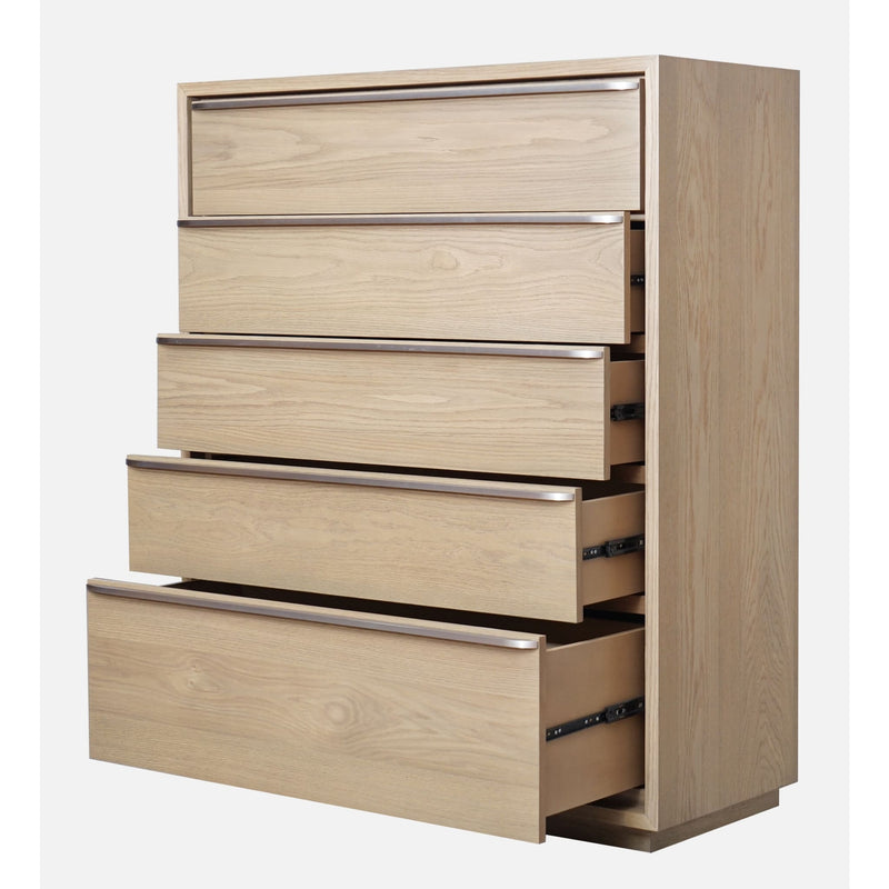 One Coastal Modern Five Drawer Chest in Bisque