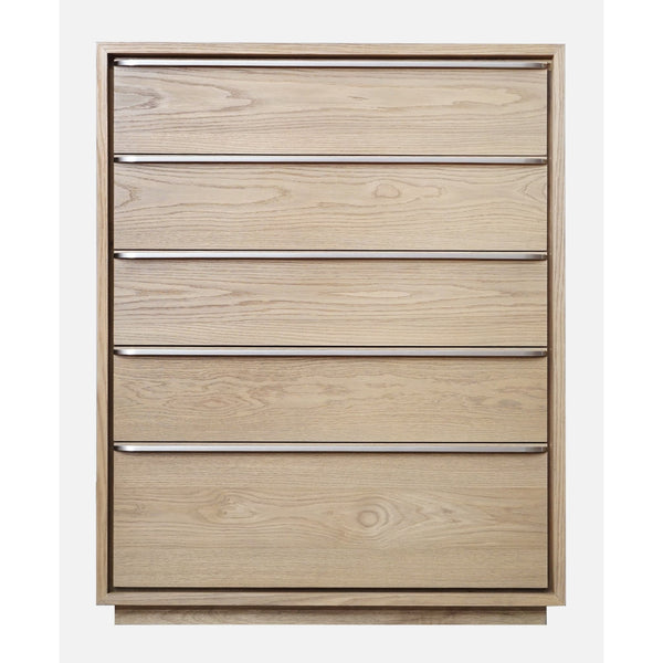One Coastal Modern Five Drawer Chest in Bisque