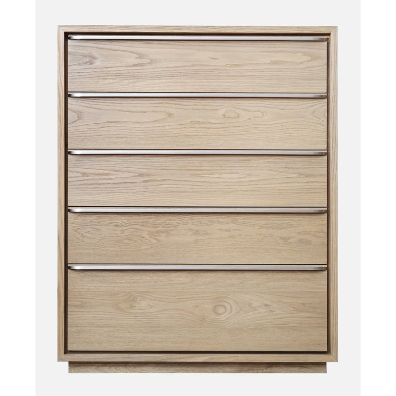 One Coastal Modern Five Drawer Chest in Bisque