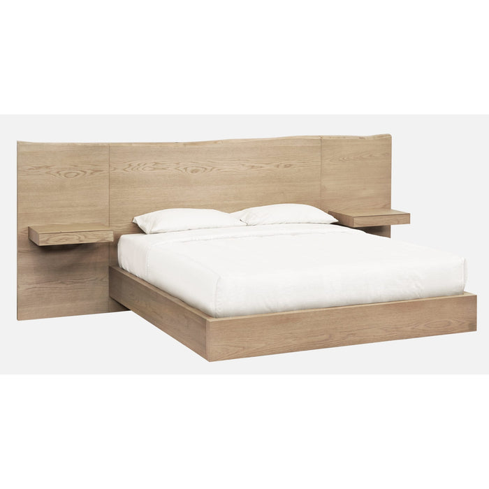 One Coastal Modern Live Edge Wall Bed with Floating Nightstands in Bisque