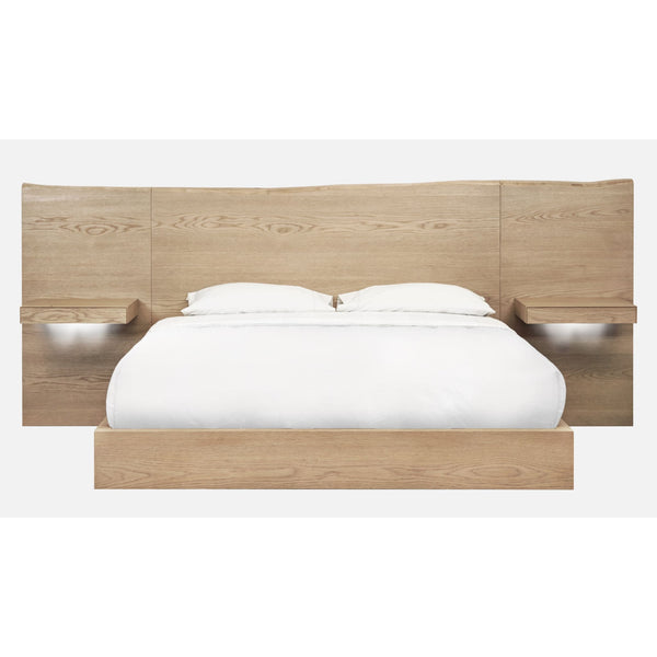 One Coastal Modern Live Edge Wall Bed with Floating Nightstands in Bisque