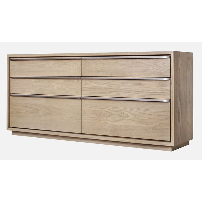 One Coastal Modern Six Drawer Dresser in Bisque