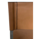One Modern Coastal Director's Dining Arm Chair in Cognac and Brushed Stainless Steel