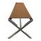 One Modern Coastal Director's Style Leather Dining Bench in Cognac and Brushed Stainless Steel