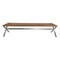 One Modern Coastal Director's Style Leather Dining Bench in Cognac and Brushed Stainless Steel