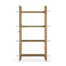 One Modern Coastal Glass Shelf Bookcase in Solid Wood