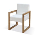One Modern Coastal Sled Leg Upholstered Dining Arm Chair in White Pearl and Bisque