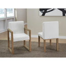 One Modern Coastal Sled Leg Upholstered Dining Arm Chair in White Pearl and Bisque