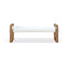One Modern Coastal Sled Leg Upholstered Dining Bench in White Pearl and Bisque