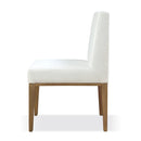 One Modern Coastal Upholstered Dining Side Chair in White Pearl and Bisque