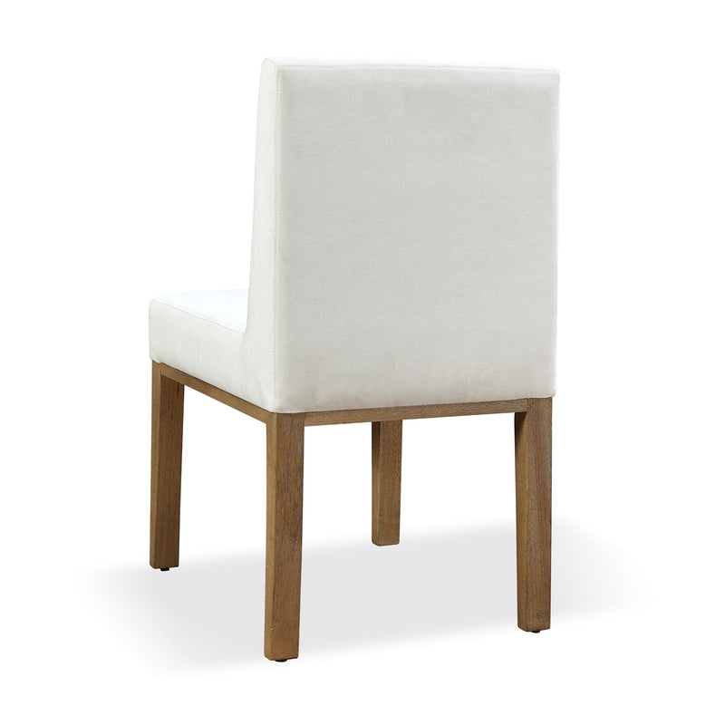 One Modern Coastal Upholstered Dining Side Chair in White Pearl and Bisque