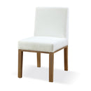 One Modern Coastal Upholstered Dining Side Chair in White Pearl and Bisque