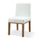 One Modern Coastal Upholstered Dining Side Chair in White Pearl and Bisque