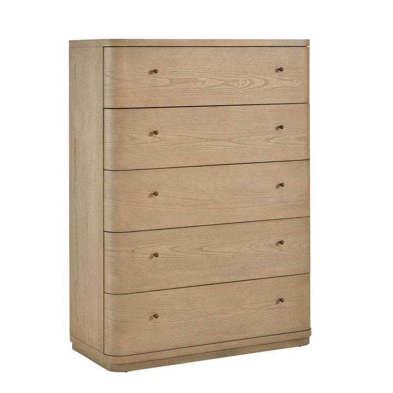 Penny Five Drawer White Ash Chest in Buff Cream