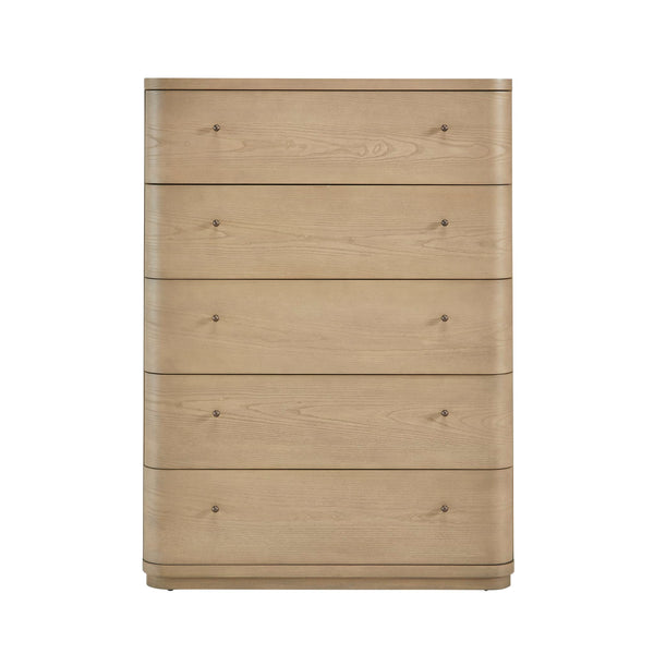 Penny Five Drawer White Ash Chest in Buff Cream