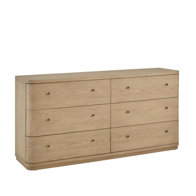 Penny Six Drawer White Ash Dresser in Buff Cream