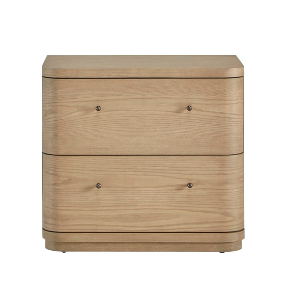 Penny Two Drawer White Ash Nightstand in Buff Cream
