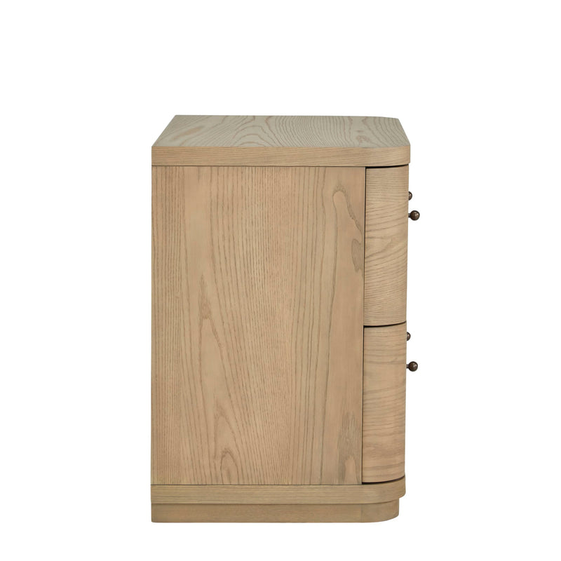 Penny Two Drawer White Ash Nightstand in Buff Cream