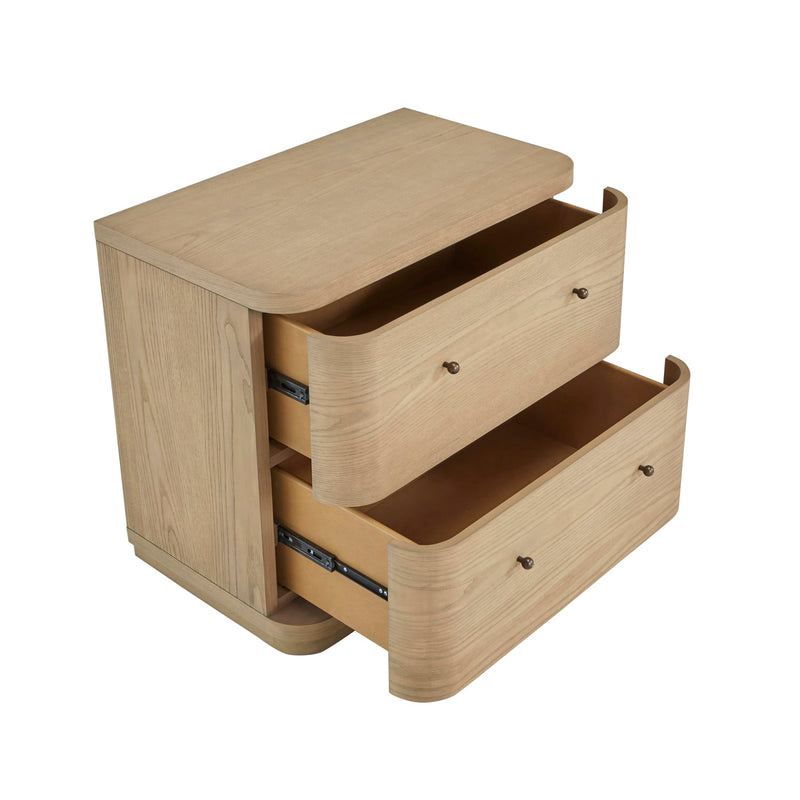 Penny Two Drawer White Ash Nightstand in Buff Cream
