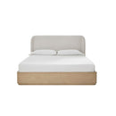 Penny Upholstered Platform Bed in Buff Cream Ash and Oatmeal Linen