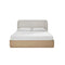 Penny Upholstered Platform Bed in Buff Cream Ash and Oatmeal Linen