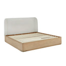 Penny Upholstered Platform Bed in Buff Cream Ash and Oatmeal Linen
