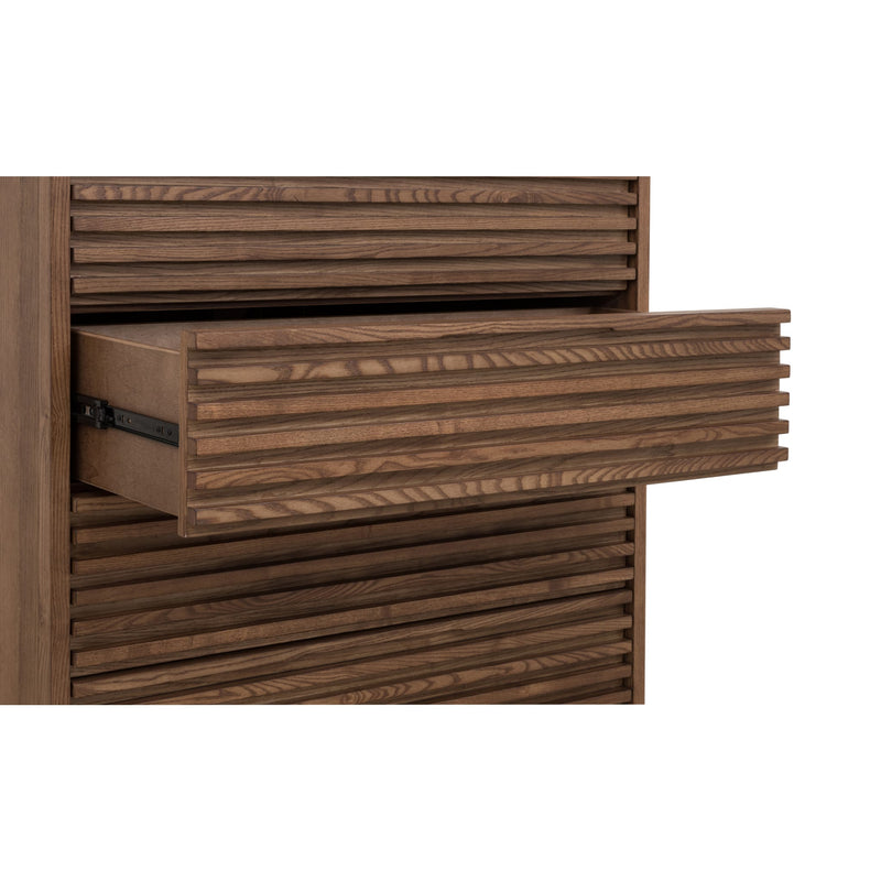 Tanner Five Drawer Ash Wood Chest in Roux