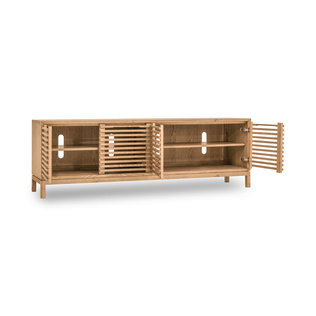 Tanner Four Door Solid Ash Media Console in Flaxen – Hollywood Glam ...
