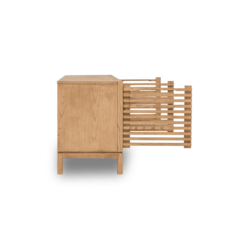 Tanner Four Door Solid Ash Media Console in Flaxen