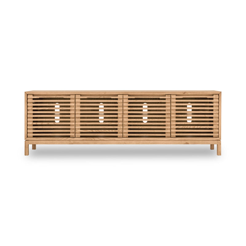 Tanner Four Door Solid Ash Media Console in Flaxen
